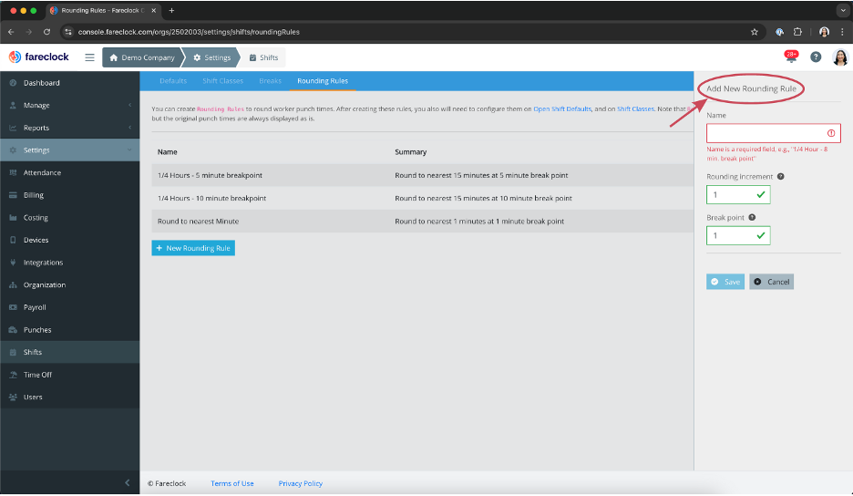 Rounding Rules Setup – Fareclock Support